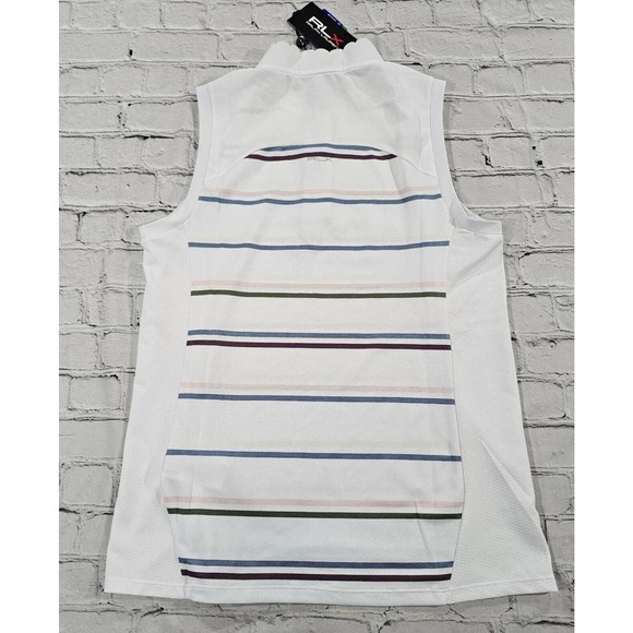 RLX Ralph Lauren Golf Tennis Sleeveless 1/2 Zip Polo Shirt Striped WOMENS SZ S - Picture 6 of 7